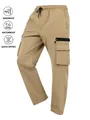 Detailed view of khaki outdoor cargo pants featuring windproof and waterproof fabric - S / Bottoms / Khaki