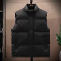 Minimalist black winter puffer vest with thick padding for warmth and casual style - 3XL / Tops / Black (908)