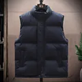 High-quality thickened navy blue puffer vest for men in casual winter outdoor style - 3XL / Tops / Blue (908)