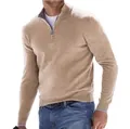 Exklusiver Herren-Kaschmirpullover mit halbem Reißverschluss, langärmlig für den Winter. - Aprikose