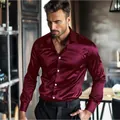 Chemise homme bordeaux brillante en coton mercerisé pour le travail, taille Europe. - Bordeaux