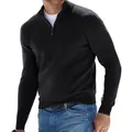 Detailansicht eines schwarzen Premium-Herrenpullovers mit Reißverschluss aus Kaschmir - S / Oberteile / Schwarz