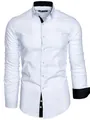 Vista dettagliata della camicia bianca da uomo con colletto e polsini a contrasto - Taglia S / Top / Bianco