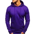 Close-up of a men's plain purple pullover long sleeve hoodie with kangaroo pocket - S / Tops / Purple Blue