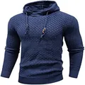 Primer plano de la textura de punto de nido de abeja en sudadera con capucha azul. - S / Tops / Azul zafiro
