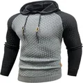 Detalle de la textura de un suéter con capucha de punto jacquard gris y negro hombre - S / Tops / Negro y Gris