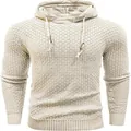 Sudadera con capucha de punto jacquard para hombre en color crema con diseño gofrado - S / Tops / Albaricoque