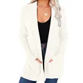 Witte gebreide damesvest met open voorkant en zakken voor dagelijks comfort - S / Tops / Wit