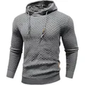 Sudadera con capucha gris para hombre con punto jacquard texturizado y cordón - S / Tops / Gris Espacial