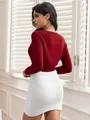 Eleganter langärmeliger roter Strickcardigan für Damen mit minimalistischer Passform - S / Oberteile / Burgunderrot