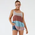 Canotta estiva in maglia da donna con strisce orizzontali colorate e scollo rotondo - Taglia S / Top / Pasta di Fagioli Patchwork