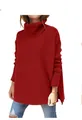 Women's oversized red turtleneck knit sweater featuring stylish long batwing sleeves - S / Tops / Red