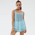 Stylish summer casual light blue semi-sheer knitted tank top for women beach wear - S / Tops / Light Blue