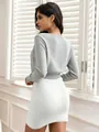 Eleganter grauer kurz geschnittener Damen-Strickcardigan mit schmaler Passform - Grau