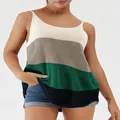 Canotta in maglia colorblock estiva nei colori verde e beige - Taglia S / Top / Blocchi di colore verde