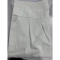 Elegant white high-waist cotton linen wide-leg culottes with a stylish pleated front - M / Bottoms / White