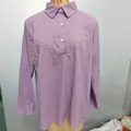 Women's casual loose-fit long-sleeved linen shirt in a soft light purple hue - S / Tops / Purple