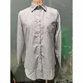 Chemise classique à carreaux gris et blanc à manches longues avec poche poitrine - M / Hauts / Gris