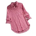 Chemise classique à carreaux vichy rouge et blanc à manches longues, coupe ample - M / Hauts / Rouge
