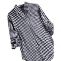 Chemise décontractée à manches longues à carreaux vichy noir et blanc avec col à revers - M / Hauts / Noir