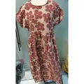 Summer women's loose cotton linen maxi dress featuring vintage floral print pattern - S / Tops / Coffee Flower