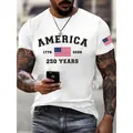 Maglietta da uomo bianca con stampa bandiera USA per il 250 anniversario americano - Bianco