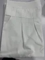 Pantalones culotte de algodón y lino blanco doblado con cintura alta y pliegues - M / Bottoms / Blanco
