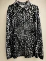 Stylish men's leopard print long sleeve button down shirt with classic lapel collar - S / Tops / Black