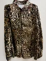 Leopard print long sleeve button-up shirt for men with classic turn-down collar style - S / Tops / Brown