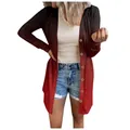 Gilet long grande taille pour femme avec un dégradé élégant du noir au rouge. - Dégradé Noir Rouge