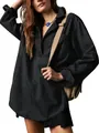 Giacca di jeans nera a maniche lunghe da donna con scollo a V alla moda e design casual - Taglia S / Top / Nero