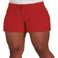 Women's summer high-waisted drawstring wide-leg shorts in a vibrant red SKU variant - Red