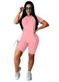 Women's pink 2-piece sportswear set featuring a crew neck t-shirt and biker shorts - S / Top And Bottom / Pink