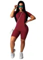 Two-piece burgundy women's sports set including round neck T-shirt and biker shorts - Burgundy