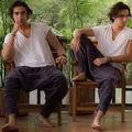 Pantalon sarouel décontracté pour hommes avec imprimé bohème et coupe large stylée. - M / Bas / Violet