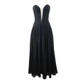 Elegant black deep V-neck mesh bandage dress for evening party or graduation - S / Top And Bottom / Black