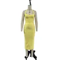 Yellow halter bandage dress for formal events shown on a professional mannequin. - XS / Top And Bottom / Lemon Yellow