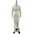 Detail of elegant beige V-neck bandage dress on mannequin for party wear - Beige Apricot