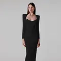Elegant black Hepburn style bandage dress featuring unique sharp sculptural shoulders for women - XS / Tops / Black