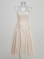 Elegante vestido midi de color champán con tirantes finos y falda plisada para gala formal - XS / Tops / Albaricoque