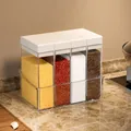 Set di 4 contenitori per spezie bianco trasparente per cucina - 4 Griglie / Bianco trasparente