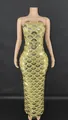 Detail of gold sequin strapless bodycon maxi dress with fish scale pattern - S / Gold