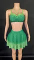 Sparkling green gradient rhinestone-encrusted two-piece crop top and mini skirt set - Verdant