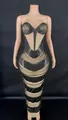 Elegant black rhinestone slim-fit evening gown with mesh details and backless design - Black