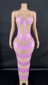 Sparkling pink rhinestone bodycon evening gown with mesh panels and sweetheart neckline - Pink