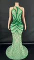 Elegant green one-shoulder sequin mermaid evening gown featuring a floor-length design - S / Bottoms / Verdant