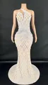 Elegantes One-Shoulder-Abendkleid im Meerjungfrauen-Stil mit weißem Rautenmuster - S / Unterteile / Weiß