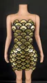Gold and black sequin scalloped mini dress for party and evening wear - S / Bottoms / As Shown