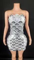 Silver sequin strapless cocktail mini dress for night party events and social birthdays - S / Bottoms / White