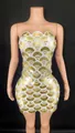 Elegant gold and white sequin strapless bodycon mini dress for cocktail party - S / Bottoms / Gold Sequin